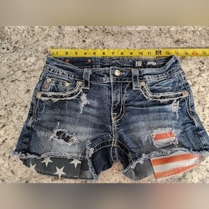 Miss Me Distressed American Flag Shorts 27